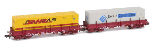 Kato HobbyTrain Lemke H23865 - French 2pc Container Wagon Set of the SNCF